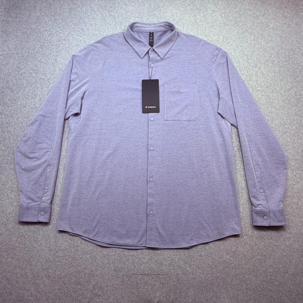 Lululemon Commission Shirt Mens XXL Blue Long Sleeve Button Front Stretch